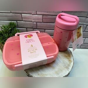 Paris Hilton ❤️Pink Heart Bento Lunch Box & 16oz Insulated Food Jar Set New